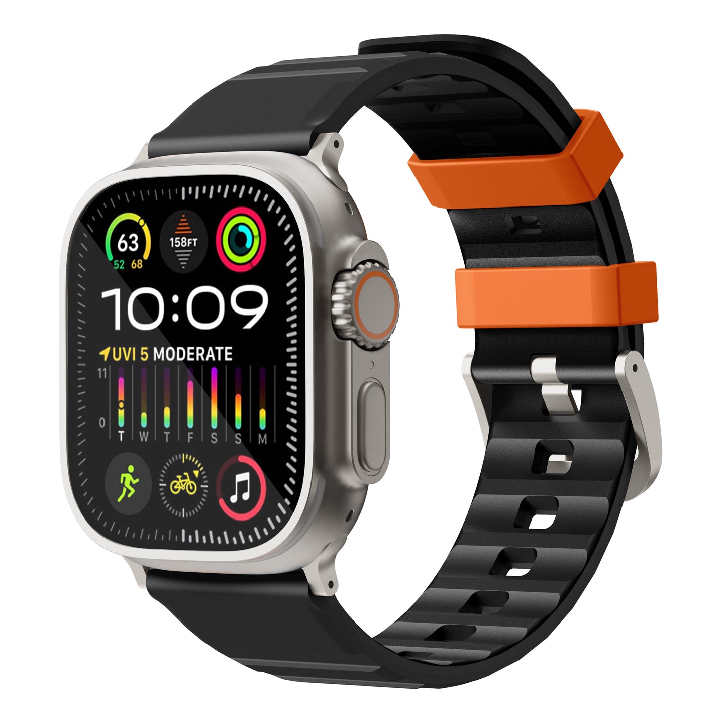 Bodrum Apple Watch Silicone Band Orange/Black
