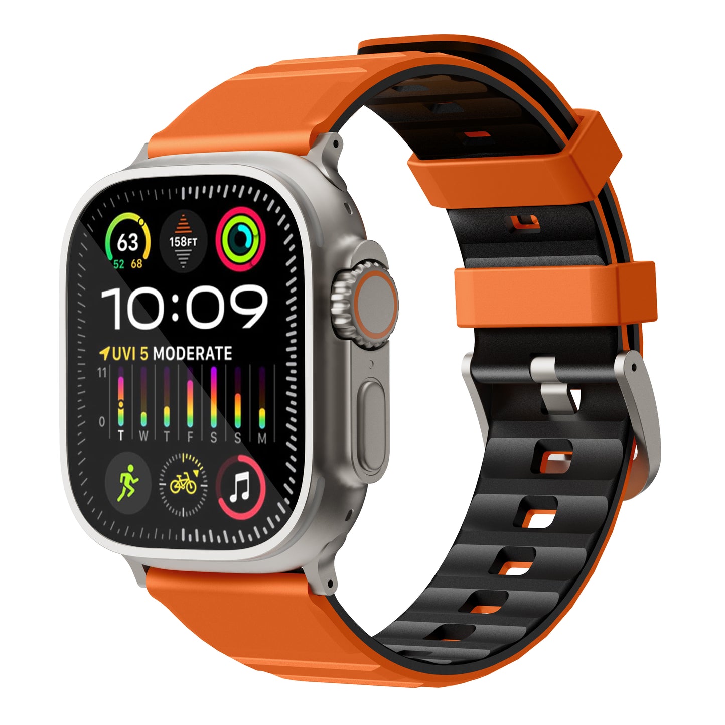 Bodrum Apple Watch Silicone Band Orange/Black