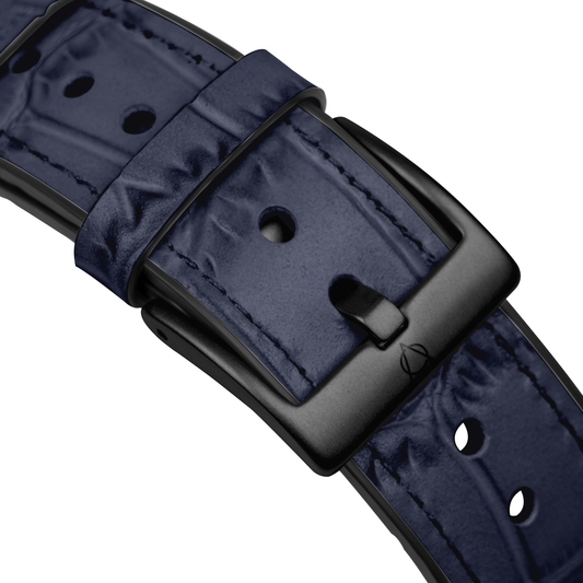 Javan Genuine Leather Apple Watch Strap – Ultra-Stylish Band with Black Buckle, Compatible with Apple Watch 42mm / 44mm / 45mm / 49mm-Blue