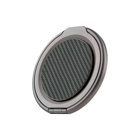 Kavar Aramid Fiber Magnetic Phone Grip with Metal Stand - Black