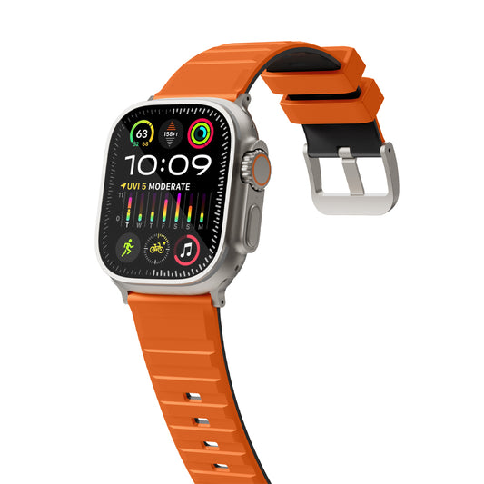 Bodrum Apple Watch Silicone Band Orange/Titanium