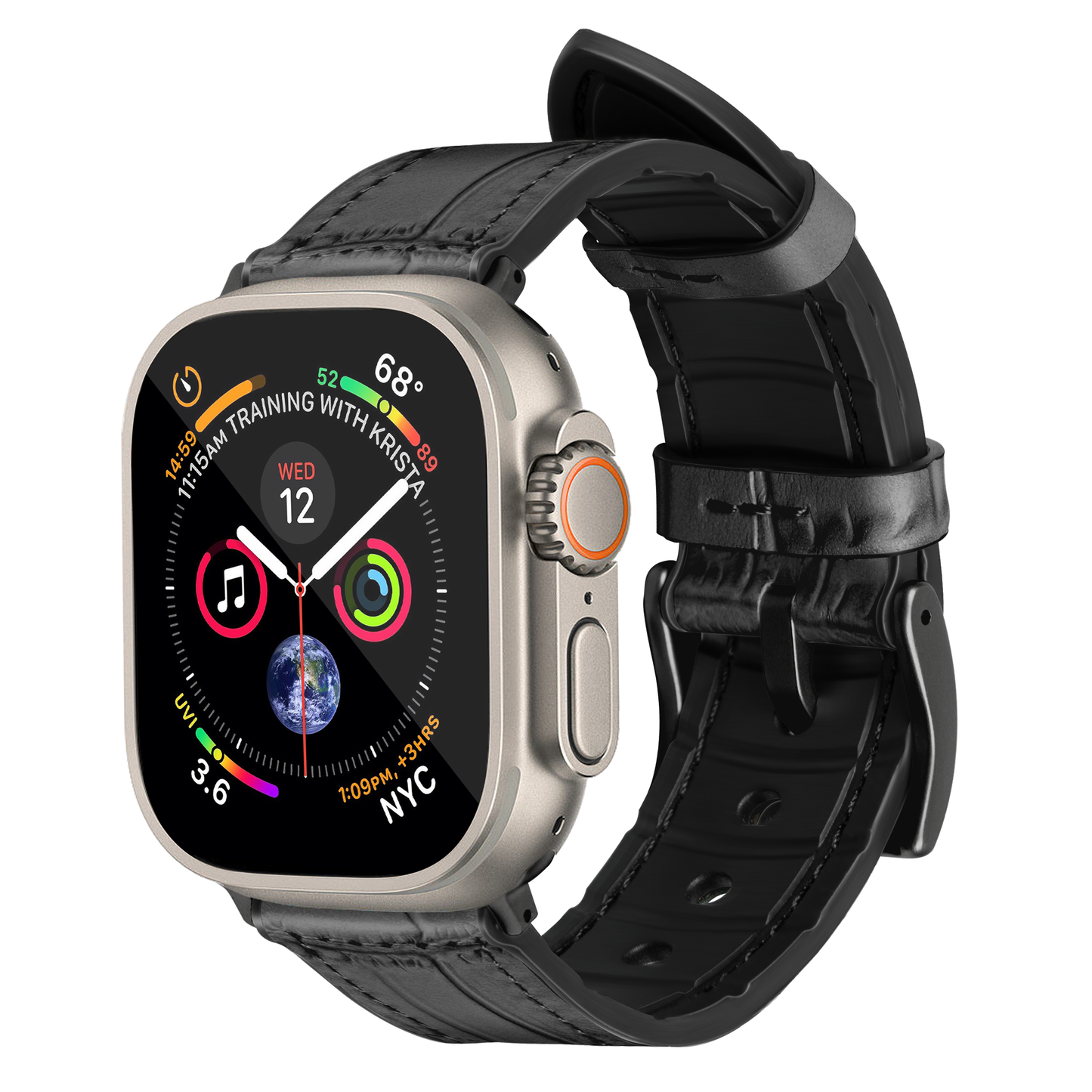 Javan Genuine Leather Apple Watch Strap – Ultra-Stylish Band with Black Buckle, Compatible with Apple Watch 42mm / 44mm / 45mm / 49mm- Gray