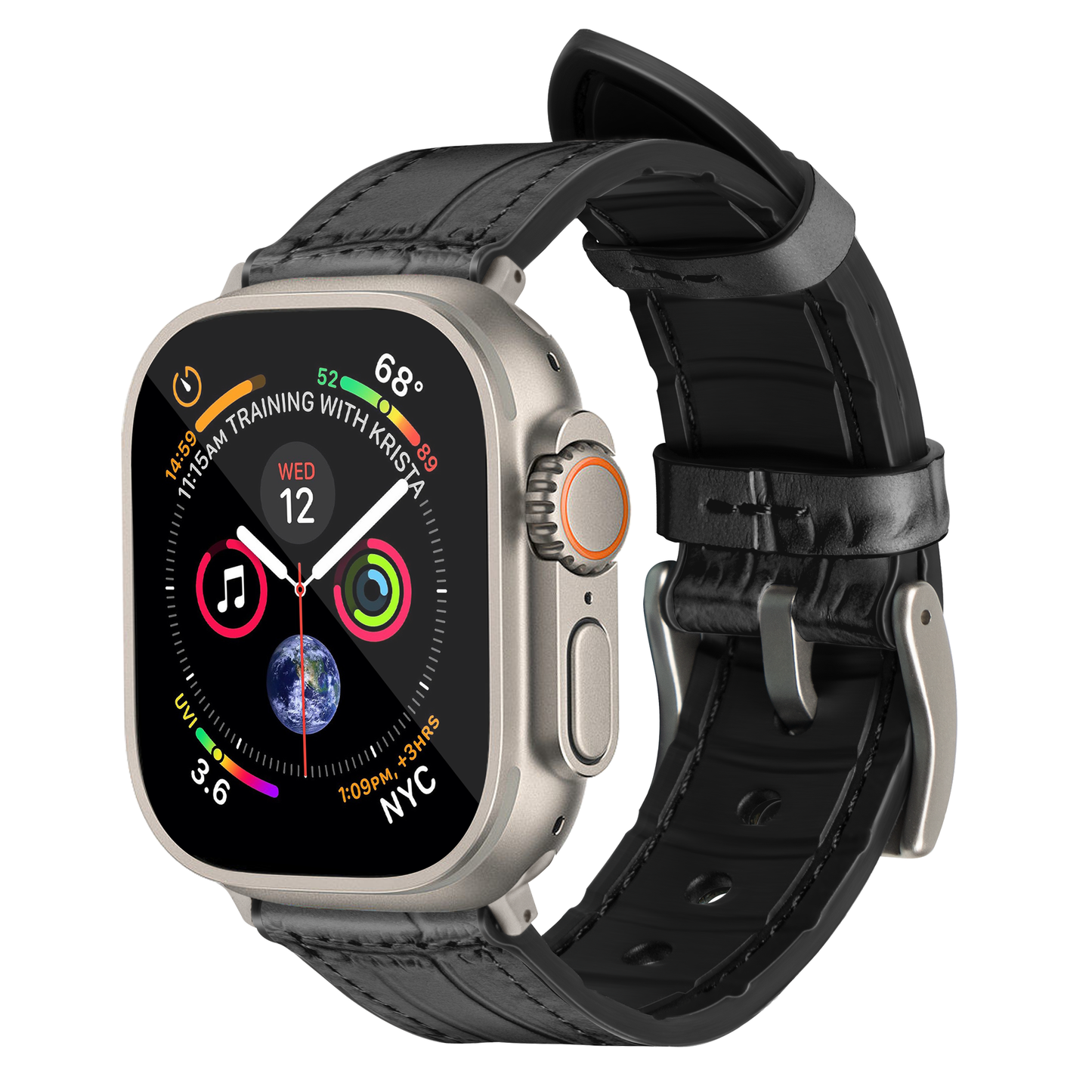 Javan Genuine Leather Apple Watch Strap – Ultra-Stylish Band with Silver Buckle, Compatible with Apple Watch 42mm / 44mm / 45mm / 49mm- Gray