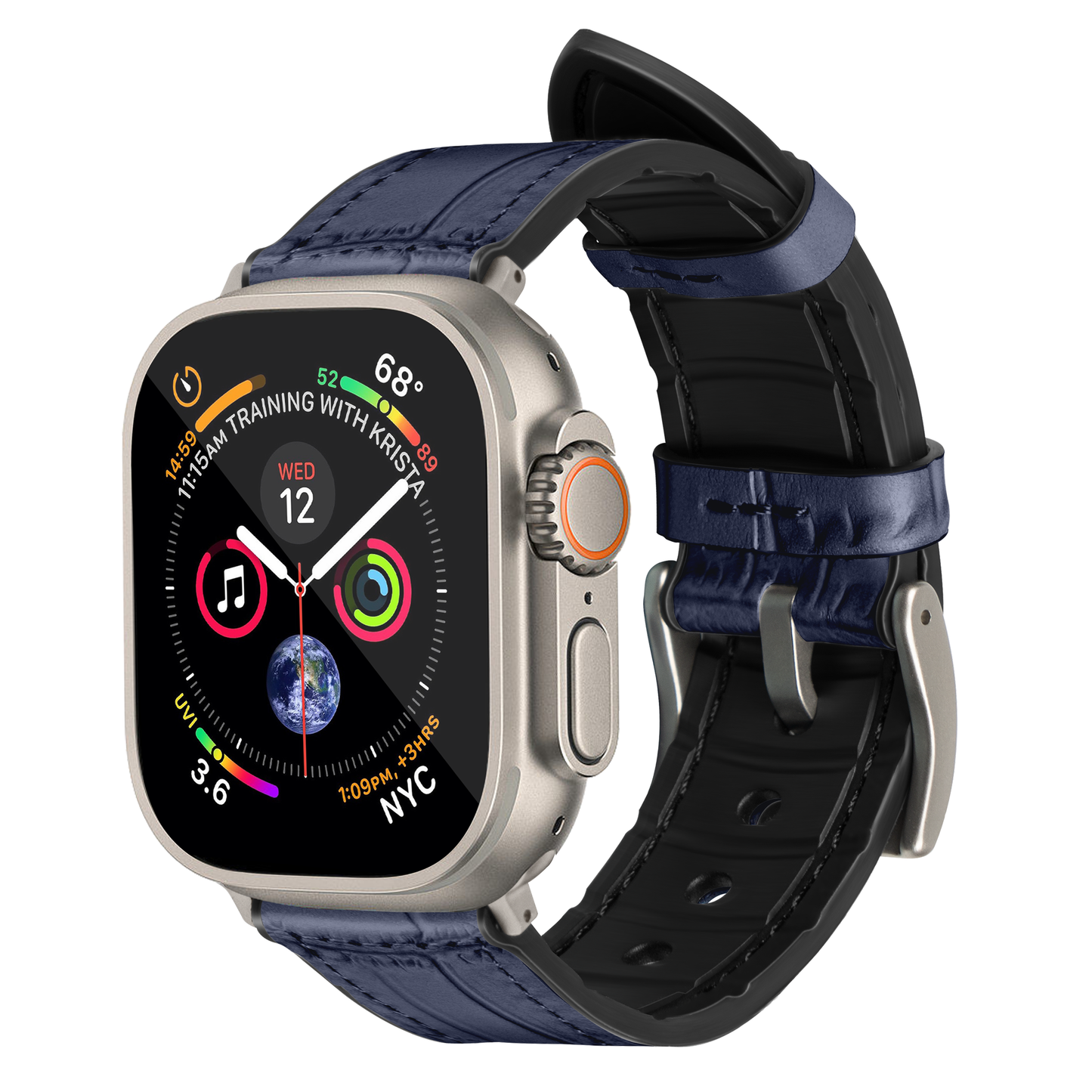 Javan Genuine Leather Apple Watch Strap – Ultra-Stylish Band with Silver Buckle, Compatible with Apple Watch 42mm / 44mm / 45mm / 49mm- Gray