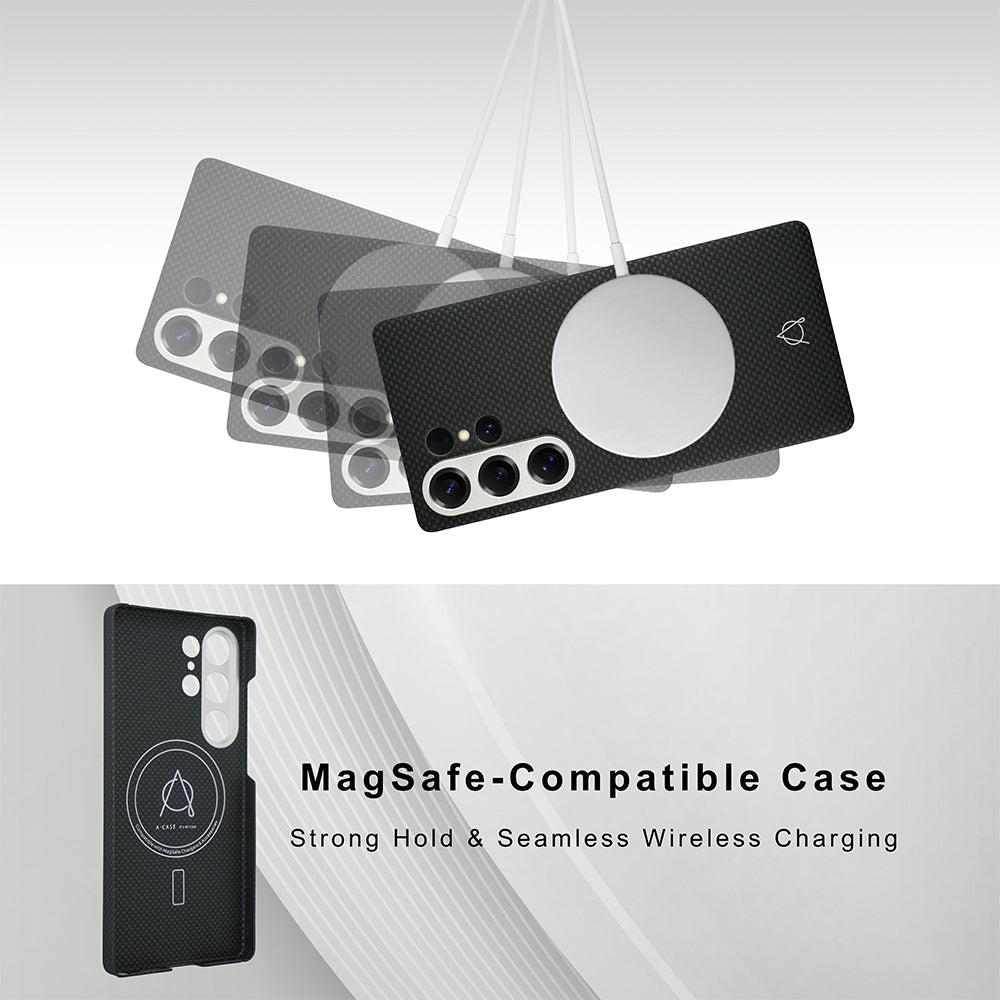 Desen Series A-Case for Samsung Galaxy S25 Ultra - Slim & Lightweight Aramid Fiber Case with Magnetic Compatibility and Case-Less Touch Feeling (6.9-Inch)"-Black