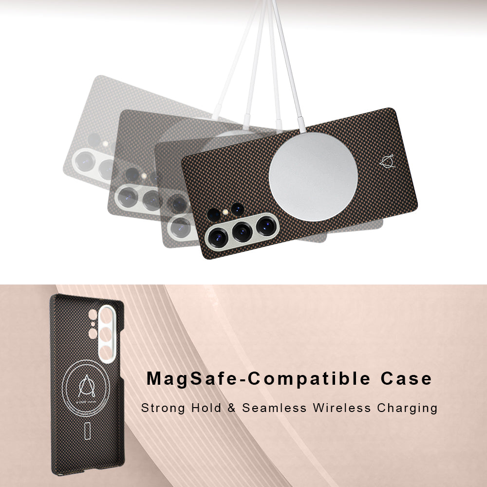 Desen Series A-Case for Samsung Galaxy S25 Ultra - Slim & Lightweight Aramid Fiber Case with Magnetic Compatibility and Case-Less Touch Feeling (6.9-Inch)" -Gold