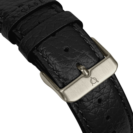 Amur Apple Watch Genuine Leather Strap – Black/Titanium