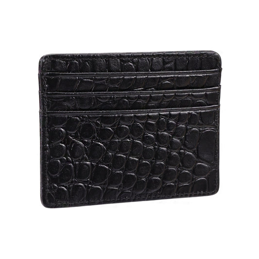 Javan Genuine Leather Slim Minimalistic Credit Card Holder Wallet Crocodile pattern