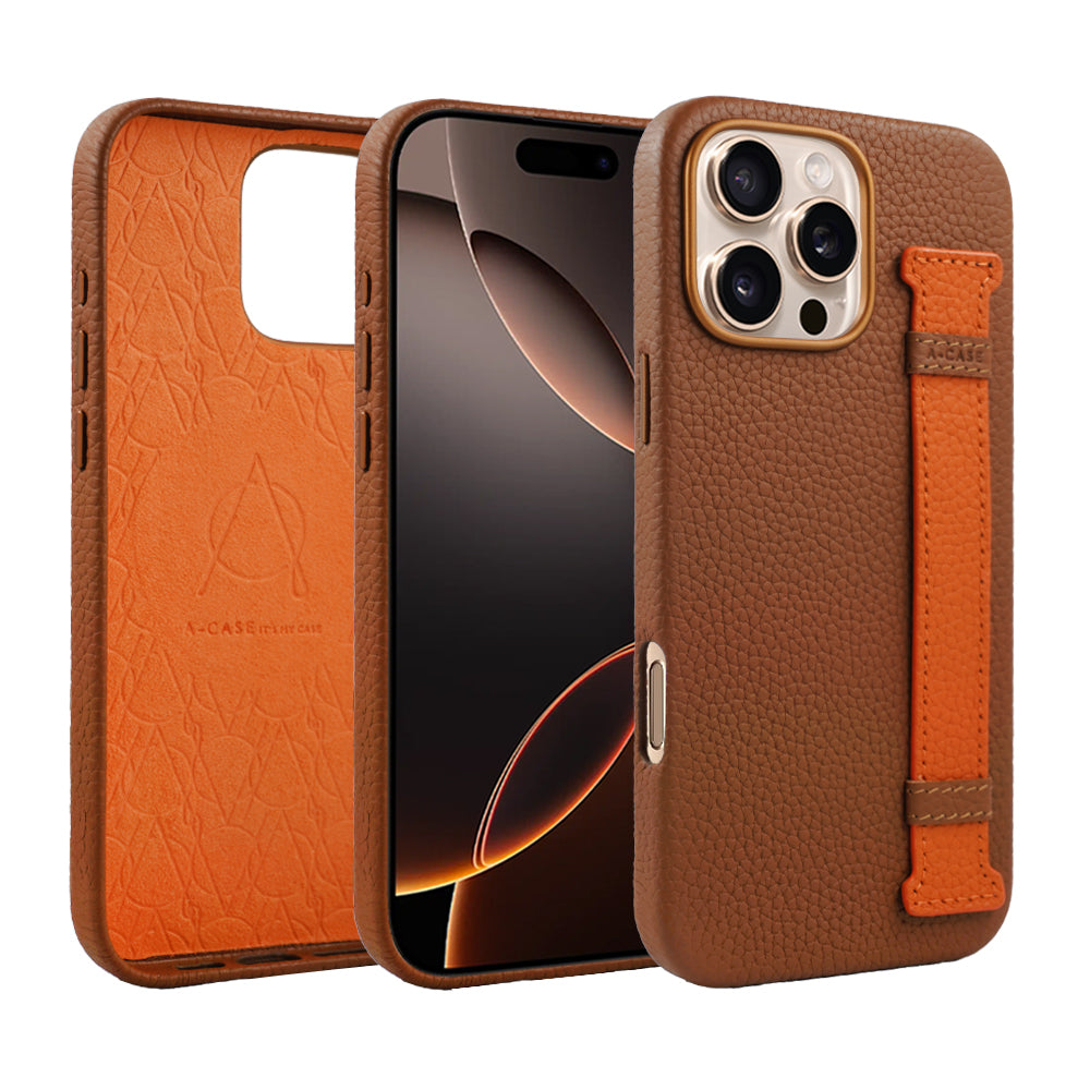 Amur Pro Leather Case For iPhone 16 Series - Tiffany/Brown
