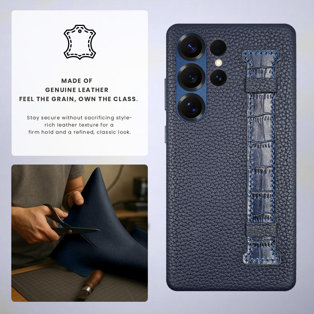 Amur Pro Series A-Case for Samsung Galaxy S25 Ultra - Slim & Lightweight Genuine Leather Case with Magnetic Compatibility and Case-Less Touch Feeling (6.9-Inch)"- Blue