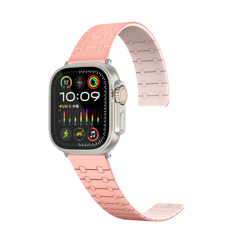 Perge Series Silicone Magnetic Adjustable Loop Strap - A-Case Compatible with Apple Watch Bands (49mm, 45mm, 44mm, 42mm)- Pink