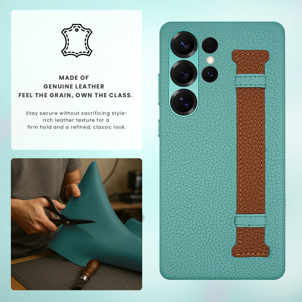 Amur Pro Series A-Case for Samsung Galaxy S25 Ultra - Slim & Lightweight Genuine Leather Case with Magnetic Compatibility and Case-Less Touch Feeling (6.9-Inch)"- Tiffany/Brown