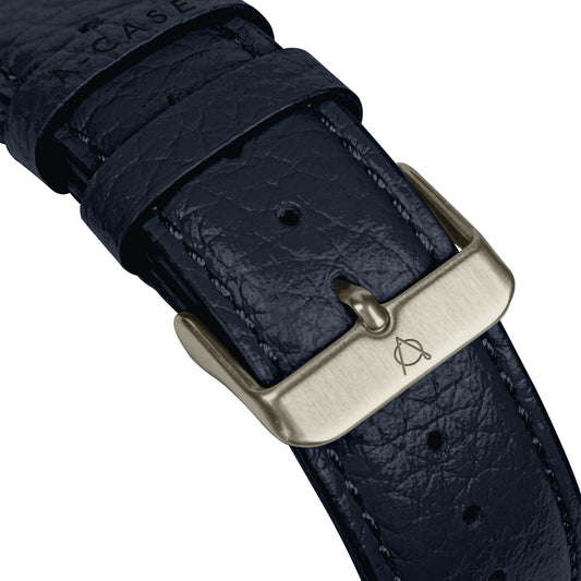 Amur Apple Watch Genuine Leather Strap – Blue/Titanium