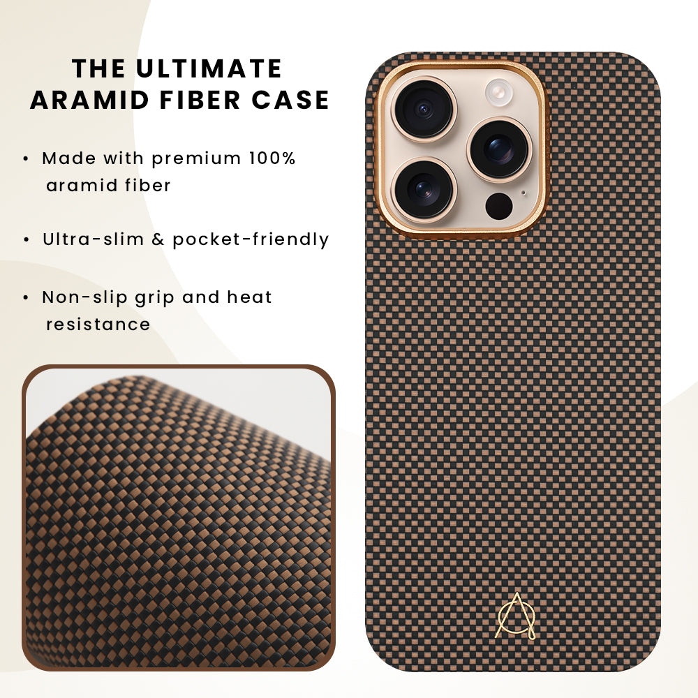 Desen Aramid Fiber Case For iPhone 16 Pro-Gold