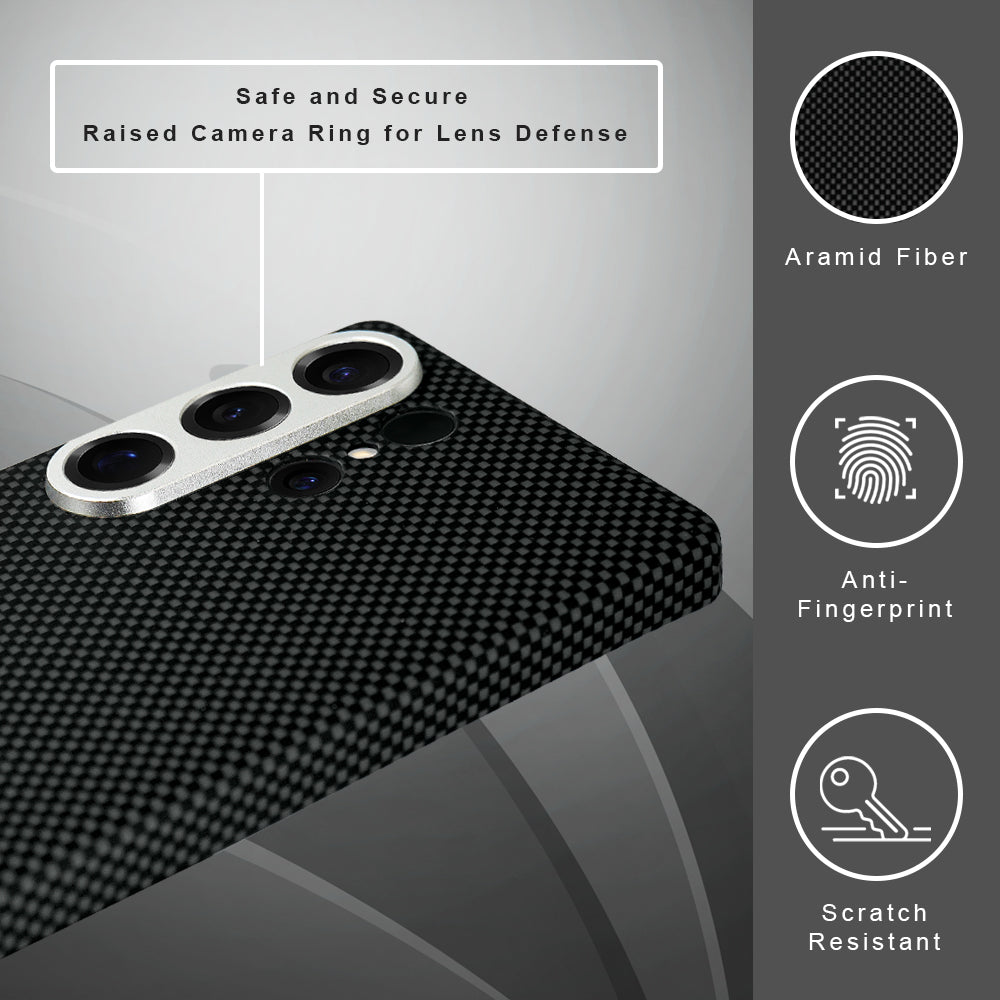 Desen Series A-Case for Samsung Galaxy S25 Ultra - Slim & Lightweight Aramid Fiber Case with Magnetic Compatibility and Case-Less Touch Feeling (6.9-Inch)"-Black