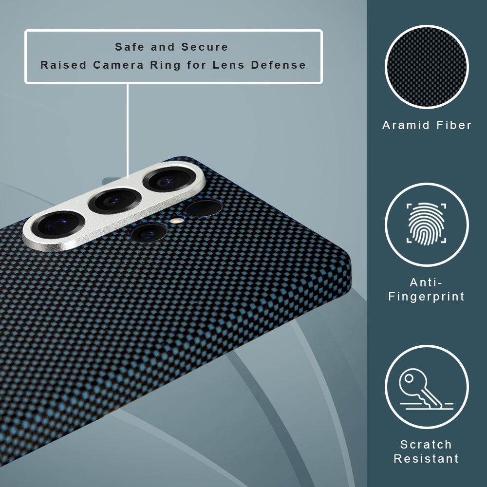 Desen Series A-Case for Samsung Galaxy S25 Ultra - Slim & Lightweight Aramid Fiber Case with Magnetic Compatibility and Case-Less Touch Feeling (6.9-Inch)" -Blue