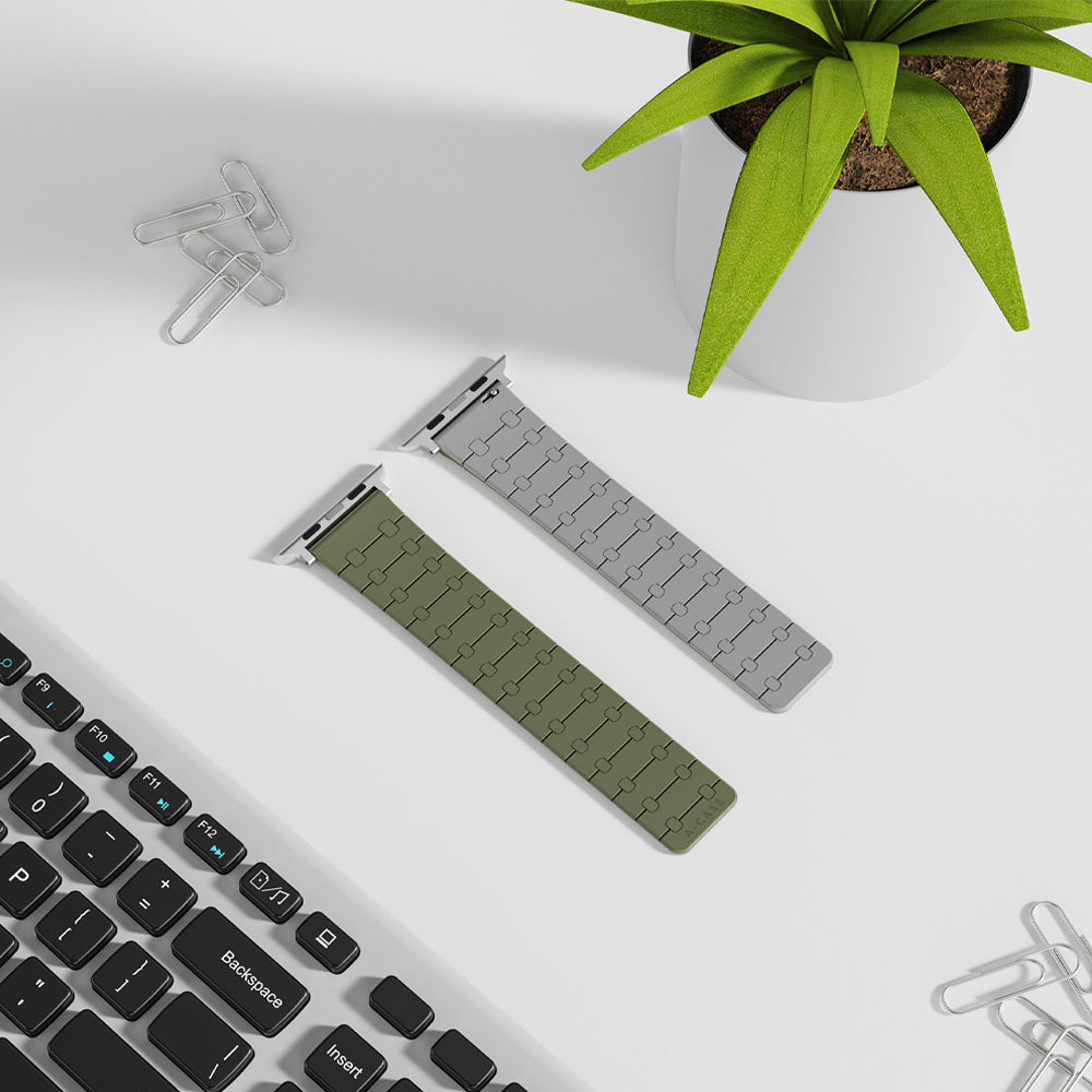 Perge Series Silicone Magnetic Adjustable Loop Strap - A-Case Compatible with Apple Watch Bands (49mm, 45mm, 44mm, 42mm)- Green