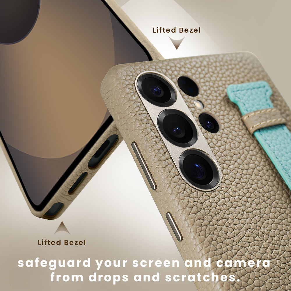 Amur Pro Series A-Case for Samsung Galaxy S25 Ultra - Slim & Lightweight Genuine Leather Case with Magnetic Compatibility and Case-Less Touch Feeling (6.9-Inch)"- Titanium/Tiffany