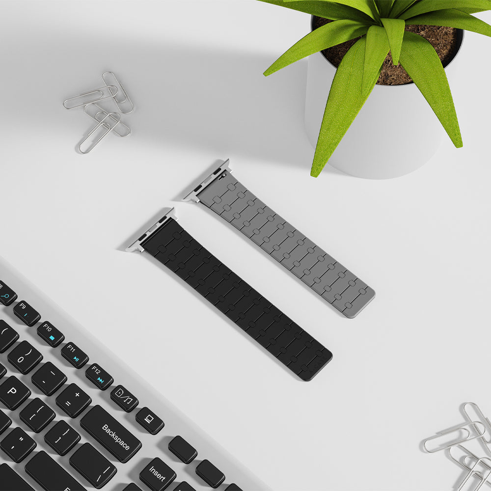 Perge Series Silicone Magnetic Adjustable Loop Strap - A-Case Compatible with Apple Watch Bands (49mm, 45mm, 44mm, 42mm)- Black
