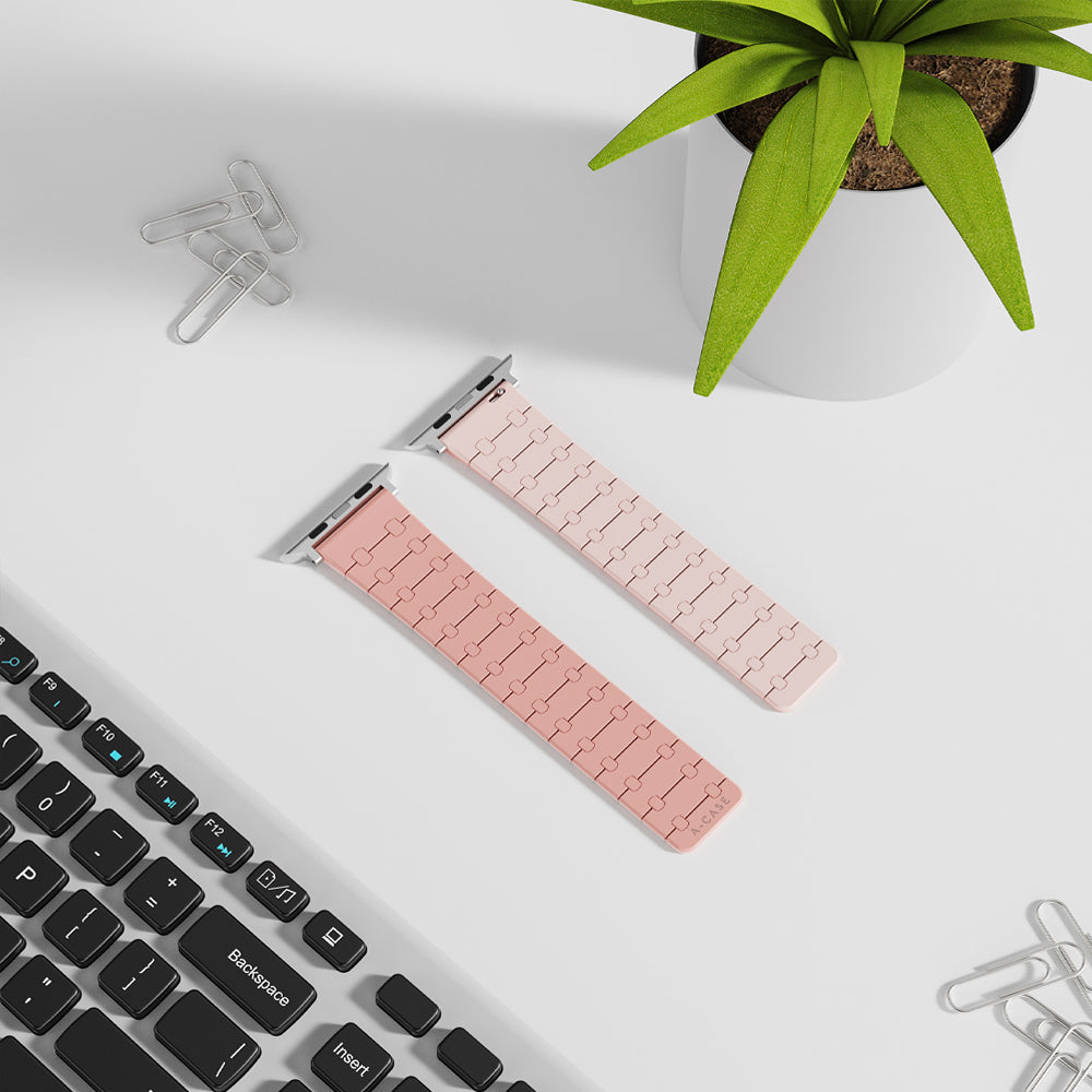 Perge Series Silicone Magnetic Adjustable Loop Strap - A-Case Compatible with Apple Watch Bands (49mm, 45mm, 44mm, 42mm)- Pink