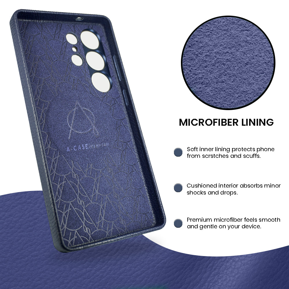 Amur Pro Series A-Case for Samsung Galaxy S25 Ultra - Slim & Lightweight Genuine Leather Case with Magnetic Compatibility and Case-Less Touch Feeling (6.9-Inch)"- Blue