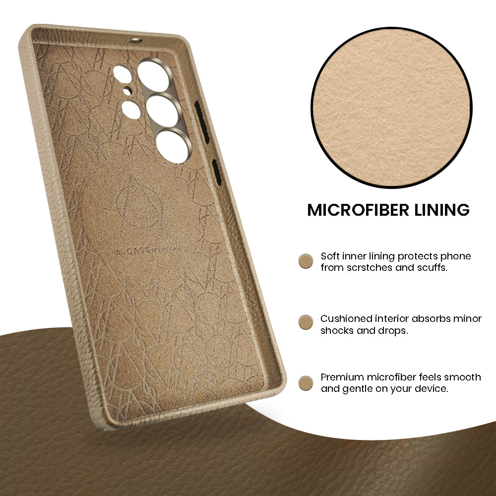 Amur Pro Series A-Case for Samsung Galaxy S25 Ultra - Slim & Lightweight Genuine Leather Case with Magnetic Compatibility and Case-Less Touch Feeling (6.9-Inch)"- Titanium/Tiffany