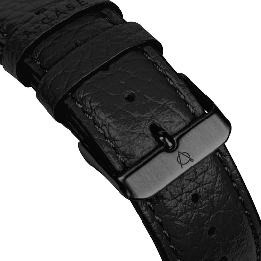 Amur Apple Watch Genuine Leather Strap – Black/Black