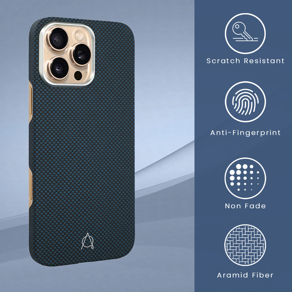 Desen Aramid Fiber Case For iPhone 16 Pro Max - Blue