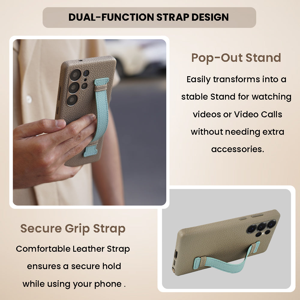 Amur Pro Series A-Case for Samsung Galaxy S25 Ultra - Slim & Lightweight Genuine Leather Case with Magnetic Compatibility and Case-Less Touch Feeling (6.9-Inch)"- Titanium/Tiffany