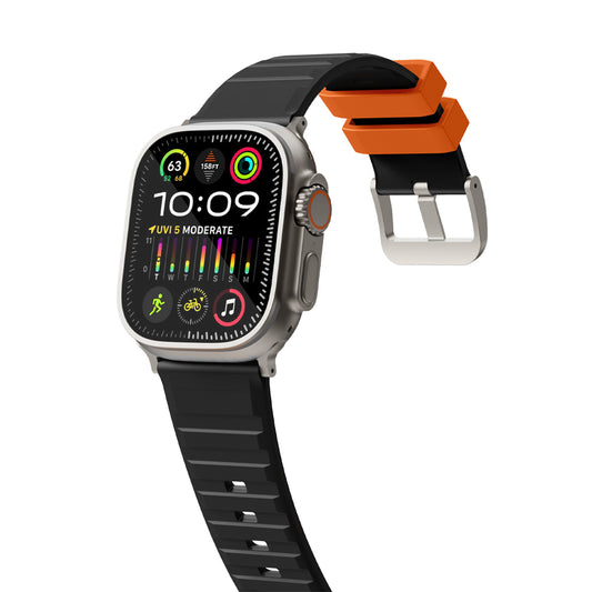 Bodrum Apple Watch Silicone Band Black/Titanium