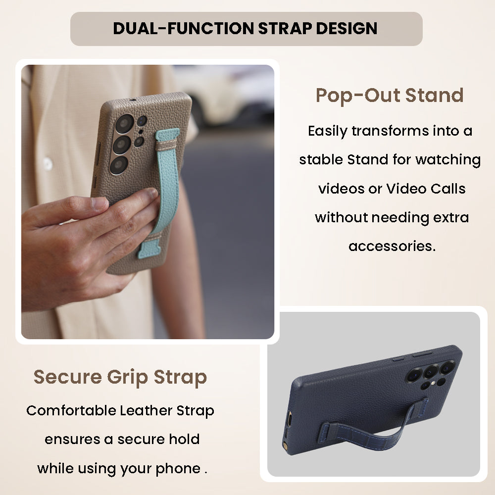 Amur Pro Series A-Case for Samsung Galaxy S25 Ultra - Slim & Lightweight Genuine Leather Case with Magnetic Compatibility and Case-Less Touch Feeling (6.9-Inch)"- Blue