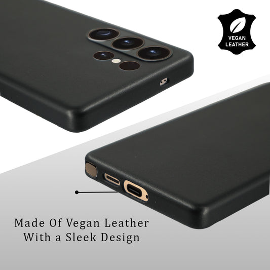 Caspian Series A-Case for Samsung Galaxy S25 Ultra - Slim & Lightweight Vegan Leather Case with Magnetic Compatibility and Case-Less Touch Feeling (6.9-Inch)" - Black