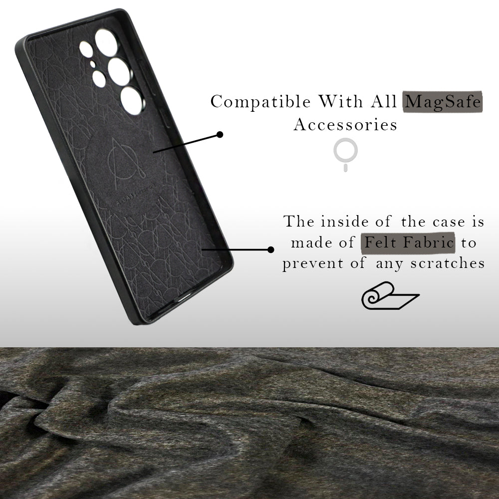 Caspian Series A-Case for Samsung Galaxy S25 Ultra - Slim & Lightweight Vegan Leather Case with Magnetic Compatibility and Case-Less Touch Feeling (6.9-Inch)" - Black