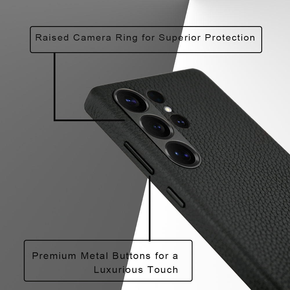 Amur Series A-Case for Samsung Galaxy S25 Ultra - Slim & Lightweight Genuine Leather Case with Magnetic Compatibility and Case-Less Touch Feeling (6.9-Inch)" – Black