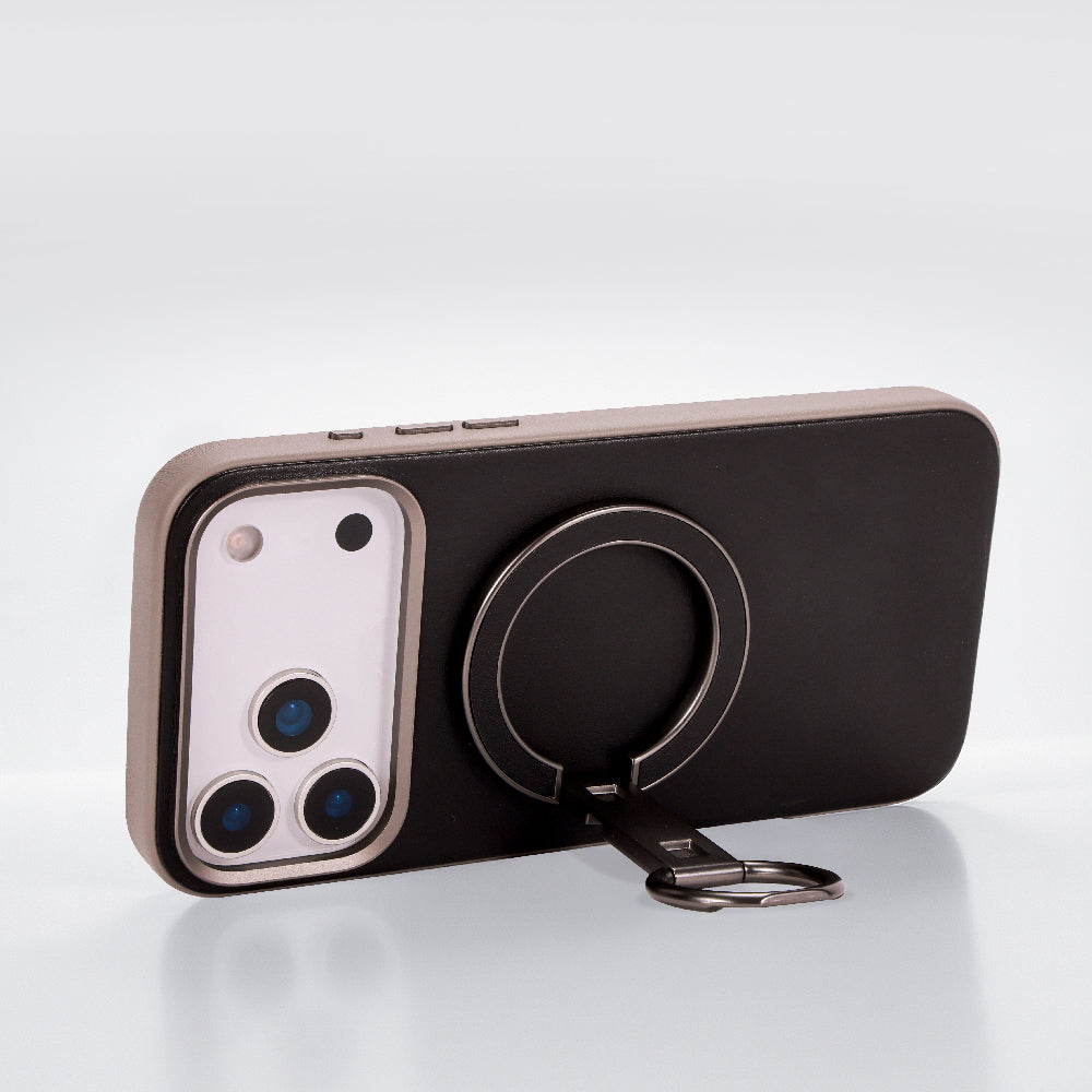 Kilyos Magnetic Phone Ring Stand Vegan Leather - Black