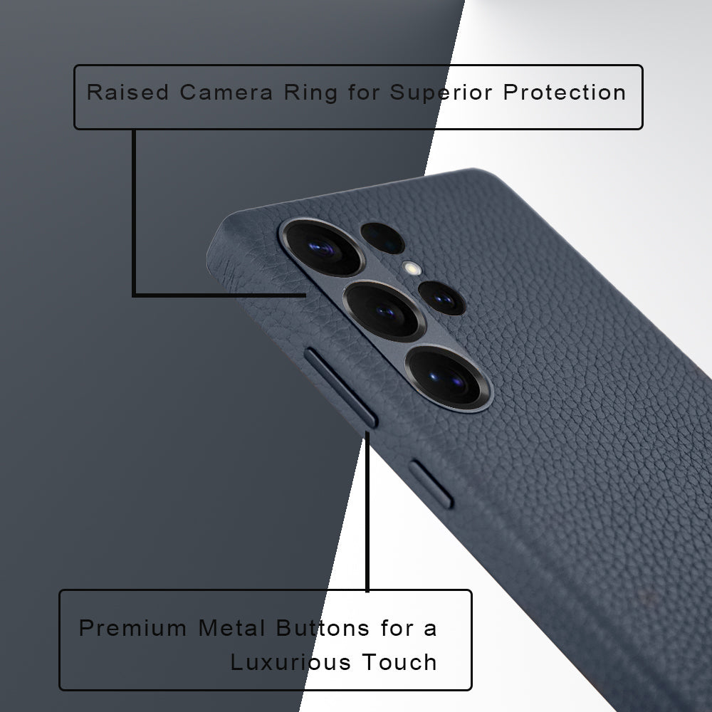 Amur Series A-Case for Samsung Galaxy S25 Ultra - Slim & Lightweight Genuine Leather Case with Magnetic Compatibility and Case-Less Touch Feeling (6.9-Inch)" – Blue