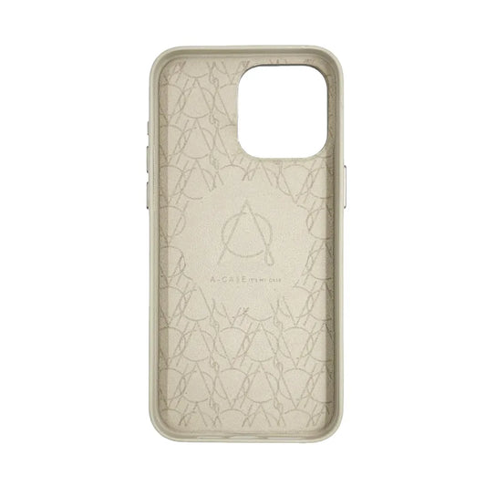 Tank Vegan Leather Case For iPhone 15 Pro Max- Beige