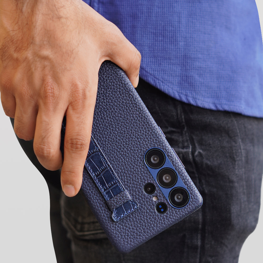 Amur Pro Series A-Case for Samsung Galaxy S25 Ultra - Slim & Lightweight Genuine Leather Case with Magnetic Compatibility and Case-Less Touch Feeling (6.9-Inch)"- Blue