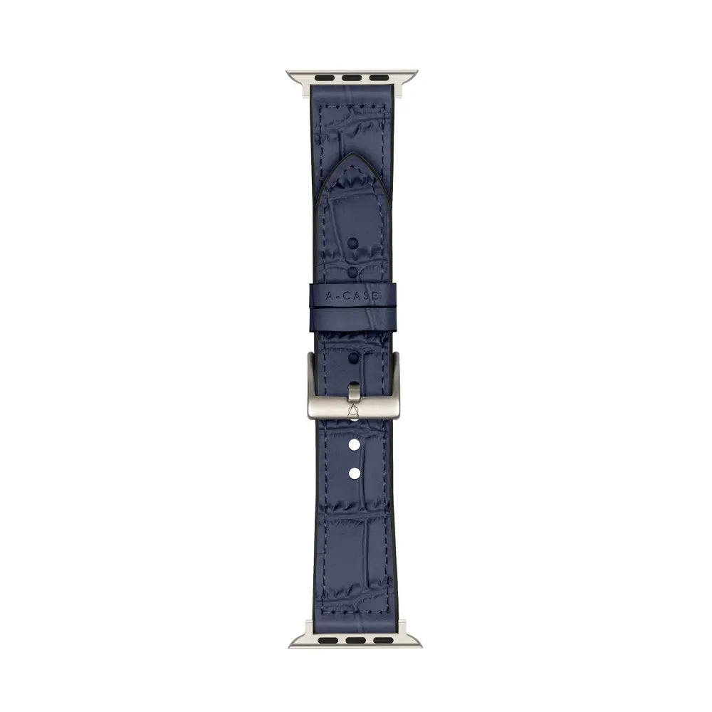 Javan Genuine Leather Apple Watch Strap – Ultra-Stylish Band with Silver Buckle, Compatible with Apple Watch 42mm / 44mm / 45mm / 49mm- Blue