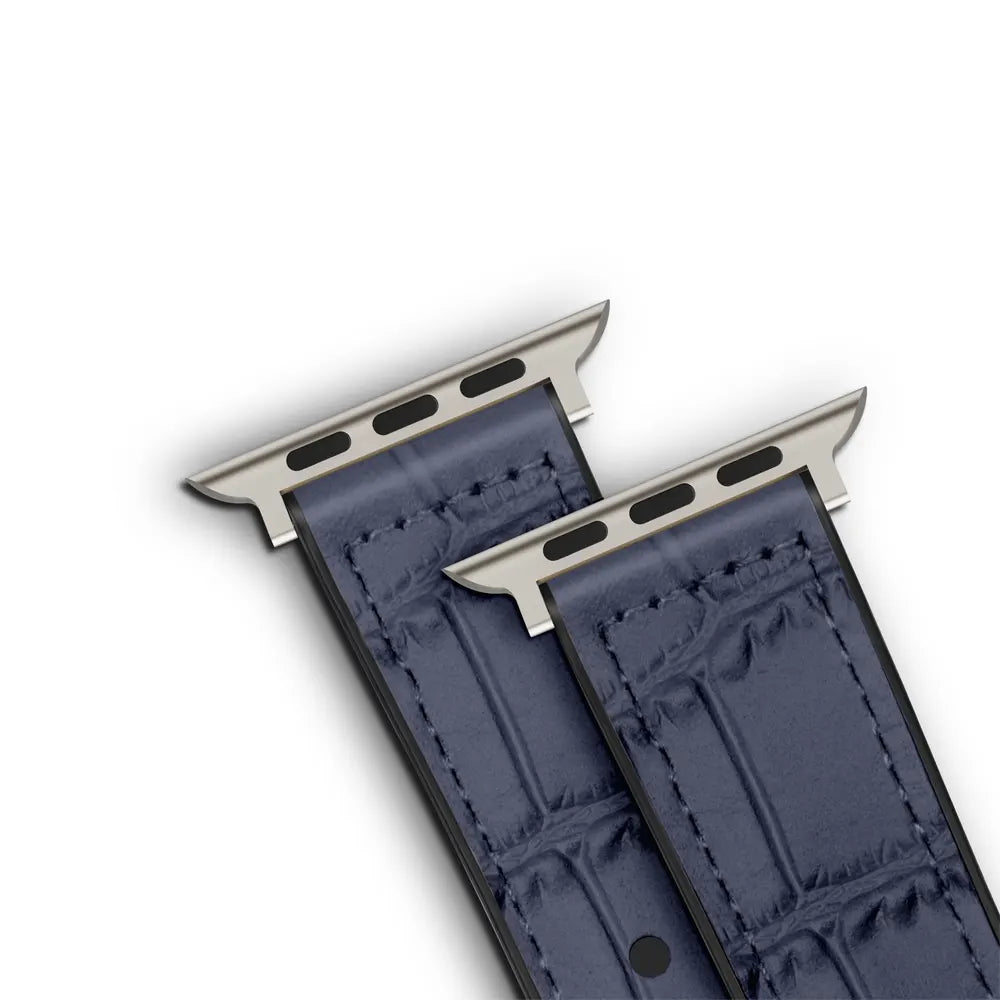 Javan Genuine Leather Apple Watch Strap – Ultra-Stylish Band with Silver Buckle, Compatible with Apple Watch 42mm / 44mm / 45mm / 49mm- Blue