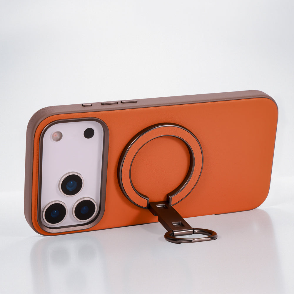 Kilyos Magnetic Phone Ring Stand Vegan Leather - Orange
