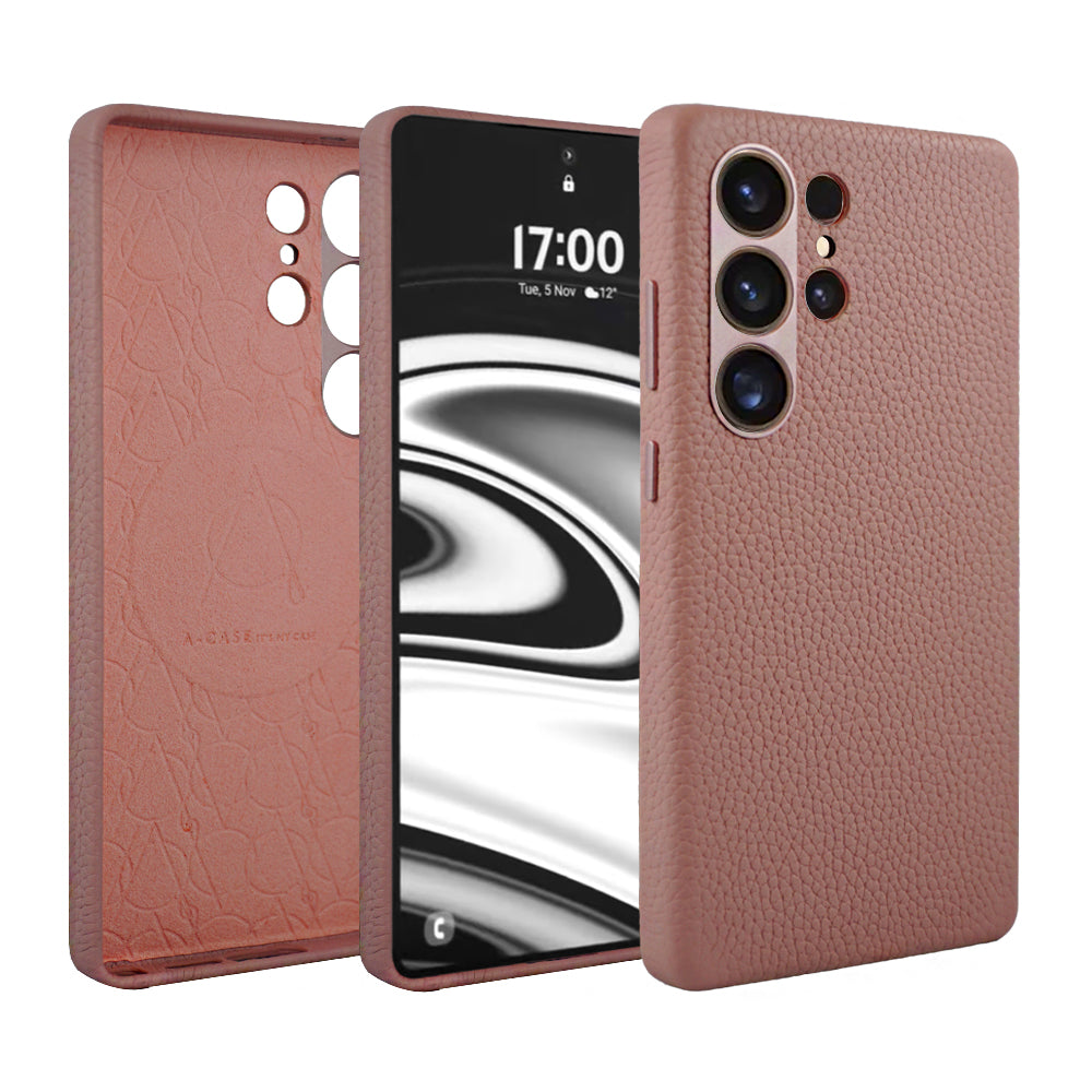 Amur Series A-Case for Samsung Galaxy S25 Ultra - Slim & Lightweight Genuine Leather Case with Magnetic Compatibility and Case-Less Touch Feeling (6.9-Inch)" – Titanium