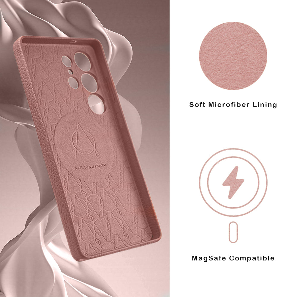 Amur Series A-Case for Samsung Galaxy S25 Ultra - Slim & Lightweight Genuine Leather Case with Magnetic Compatibility and Case-Less Touch Feeling (6.9-Inch)" – Pink