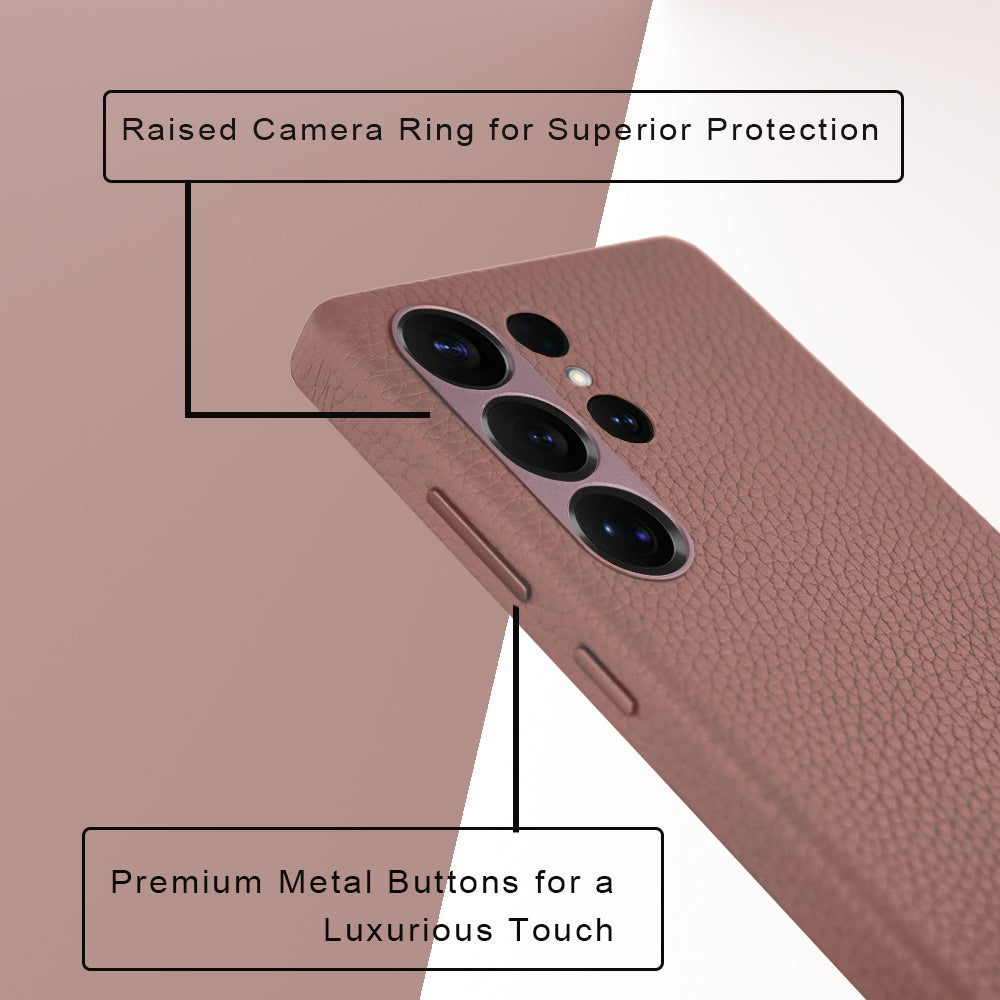 Amur Series A-Case for Samsung Galaxy S25 Ultra - Slim & Lightweight Genuine Leather Case with Magnetic Compatibility and Case-Less Touch Feeling (6.9-Inch)" – Pink