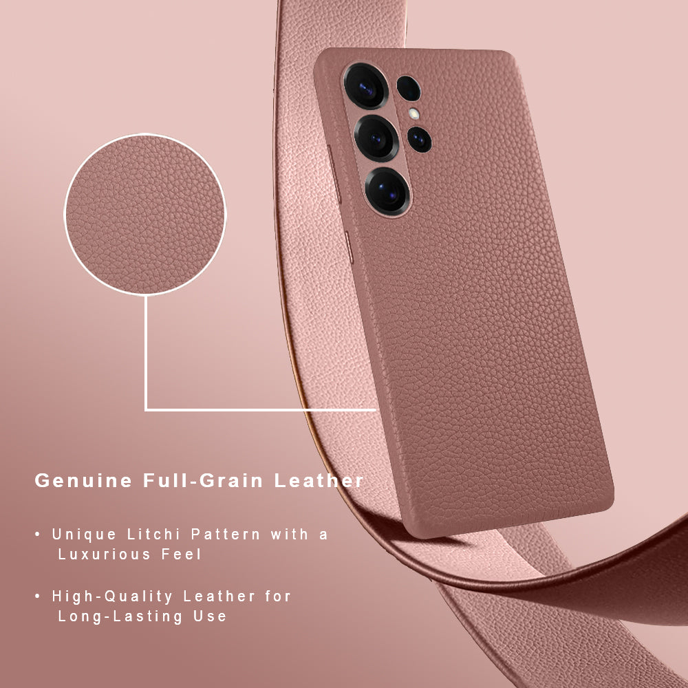 Amur Series A-Case for Samsung Galaxy S25 Ultra - Slim & Lightweight Genuine Leather Case with Magnetic Compatibility and Case-Less Touch Feeling (6.9-Inch)" – Pink
