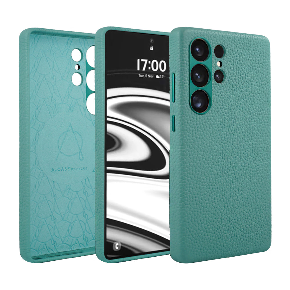 Amur Series A-Case for Samsung Galaxy S25 Ultra - Slim & Lightweight Genuine Leather Case with Magnetic Compatibility and Case-Less Touch Feeling (6.9-Inch)" – Blue
