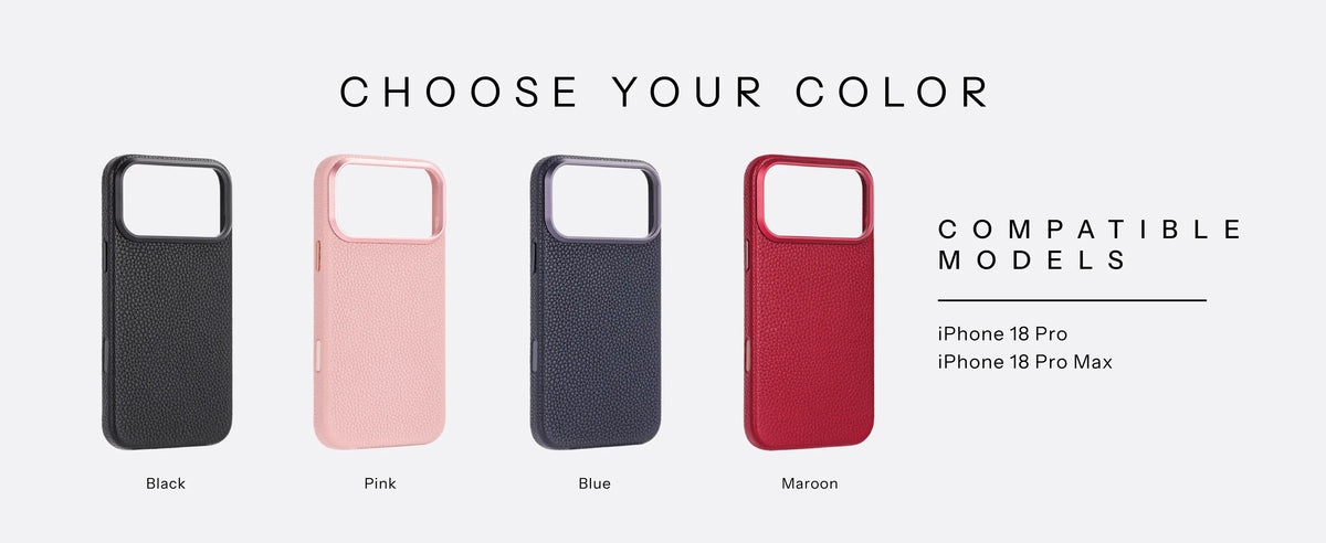 Colours Black, Pink, Blue and Maroon; fits iPhone 18 Pro and iPhone 18 Pro Max