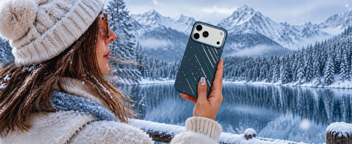 The Winter aramid case in the snow
