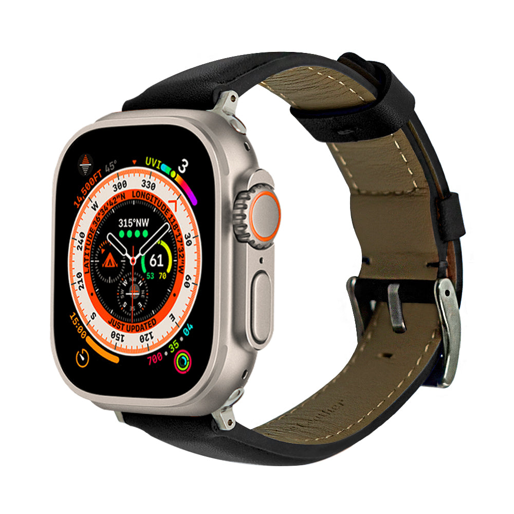 Elmas American Leather Apple Watch Strap with Silver Buckle-Blue