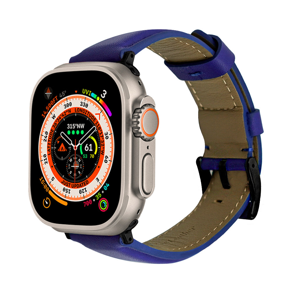 Elmas American Leather Apple Watch Strap with Black Buckle-Black